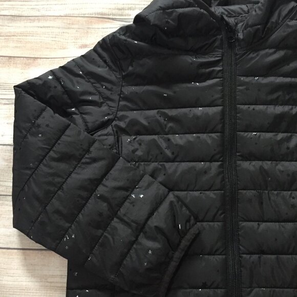 Gap Girls Primaloft Puffer Jacket Black with Stars Size Small - Picture 4 of 7